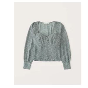 Abercrombie green and white floral v-neck top NWOT